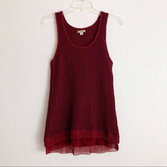 Lucky Brand Burgundy Sleeveless Knit Sweater - Picture 1 of 7